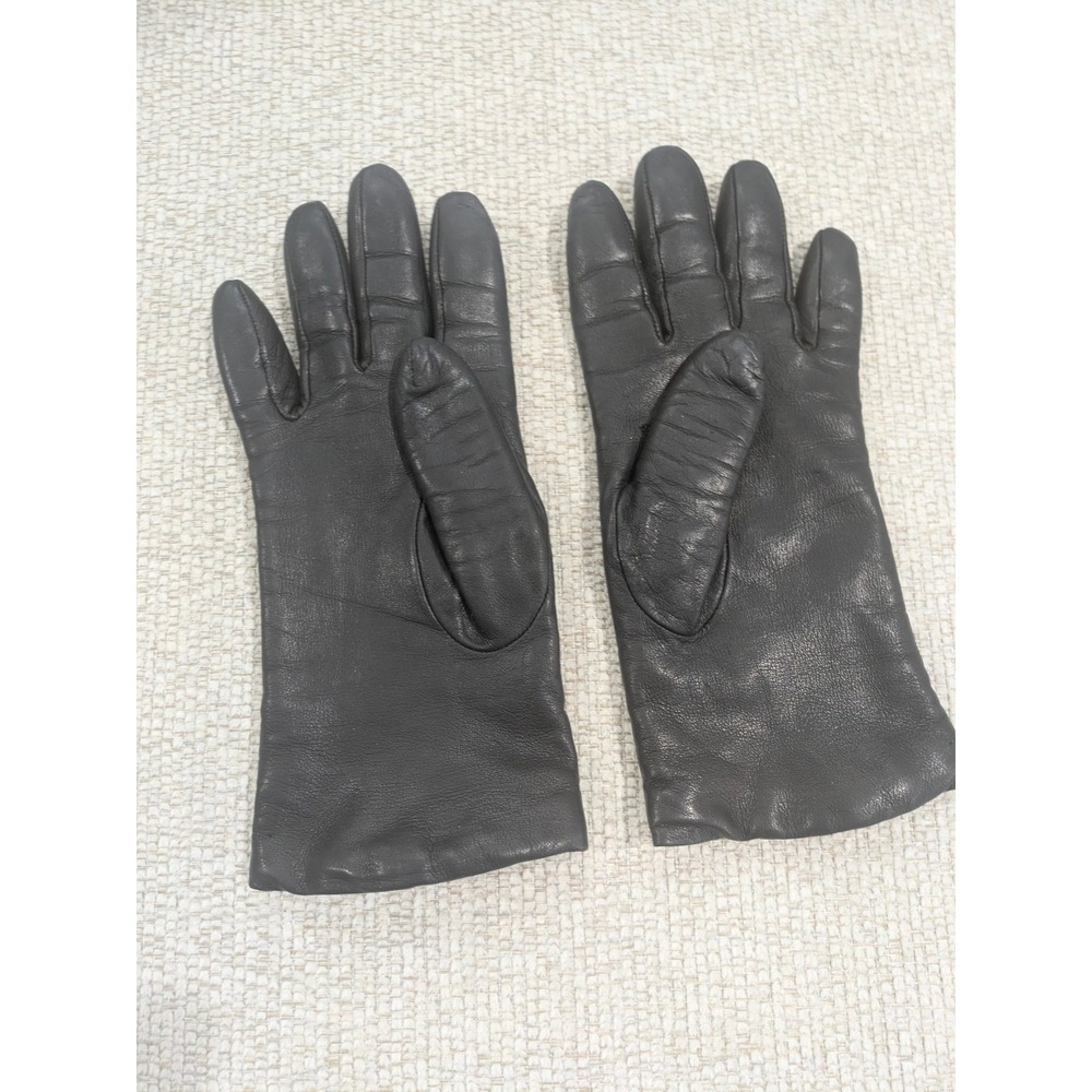 Talbots Womens Dark Brown Italian Leather Cashmere Lined‎ Gloves Size 6.5 Italy